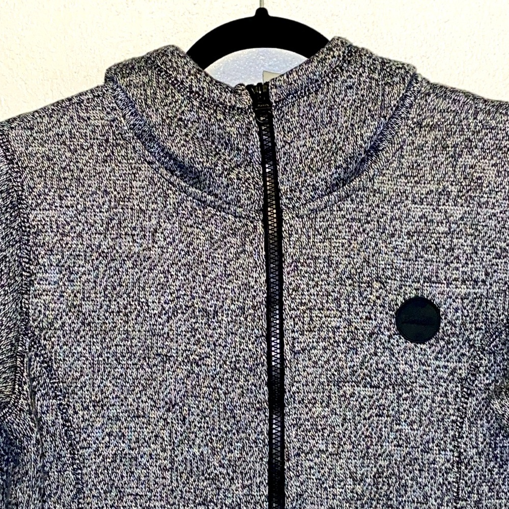 Bench Black White Heathered Sherpa Lined Mock Turtle Neck GorpCore Hoodie 3285 - Picture 2 of 15